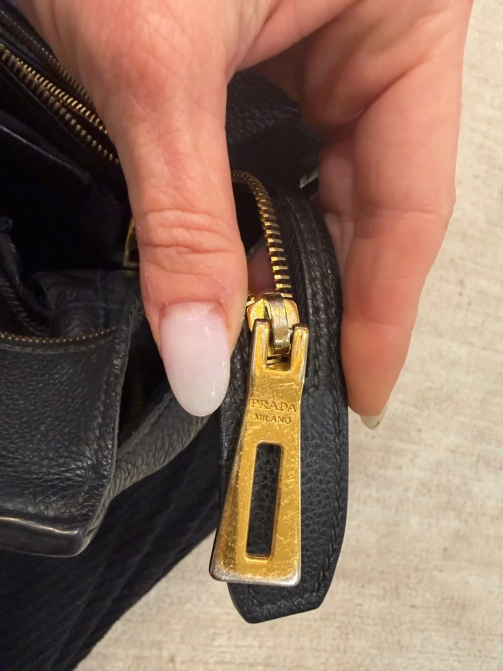 Prada Black Vitello Daino tote with Gold-Tone Accents GREAT CONDITION!! - Picture 6 of 13